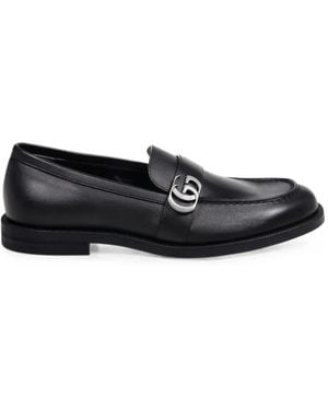 Gucci Double G Leather Loafers - Black