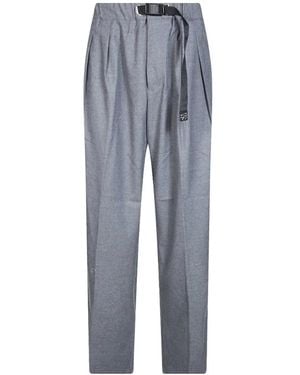 White Sand Belted Pleated Pants - Blue