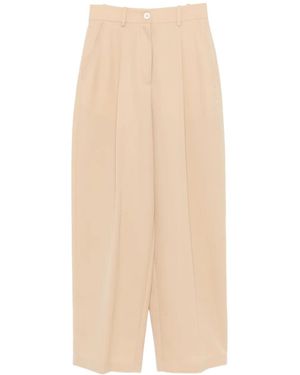 Marni High-Waist Wide-Leg Trousers With Front Pleats - Natural