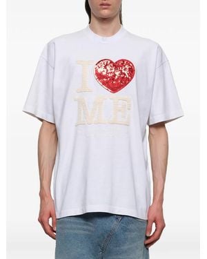 Doublet Grip-Love Sequin-Embellished T-Shirt - White