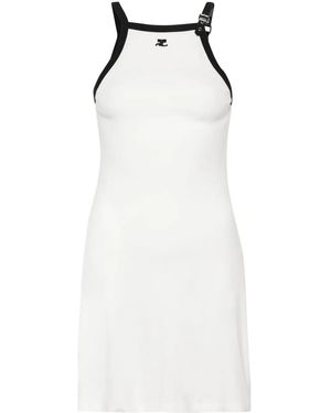 Courreges ロゴアップリケ ミニドレス - ホワイト
