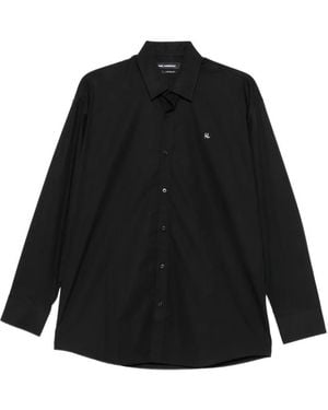 KARL LAGERFELD Logo-Embroidered Loose-Fit Shirt - Black