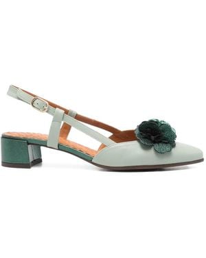 Chie Mihara Hezel Flower Leather Heeled Court Shoes - Metallic