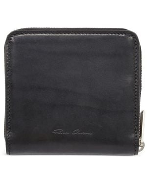 Rick Owens Logo-Plaque Zip-Around Wallet - Black
