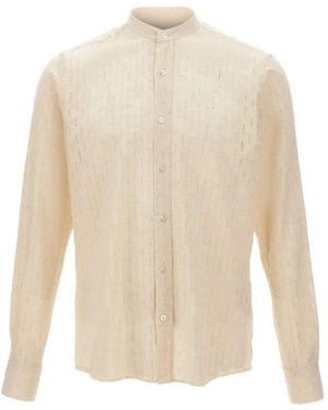 Tagliatore Band-Collar Shirt - White