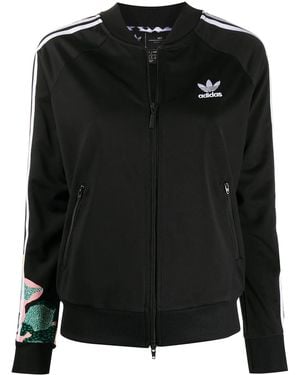 adidas Graphic-Print Zip-Up Track Jacket - Black