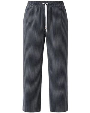 Liu Jo Pinstriped-Trousers With Lace-Insert - Blue