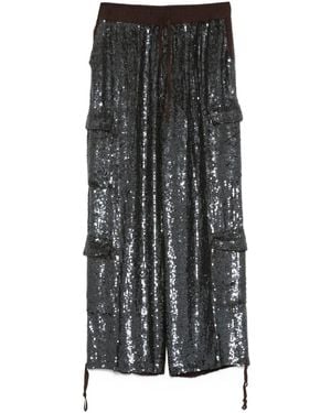 P.A.R.O.S.H. Sequin-Embellished Pocket Pants - Black