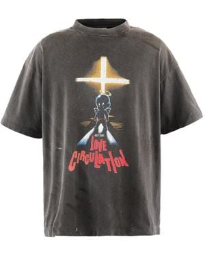 SAINT Mxxxxxx Love Circulation Graphic-Print T-Shirt - Grey