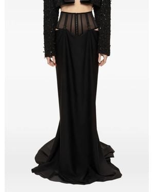 Nissa Tulle Waist Maxi Skirt - Black