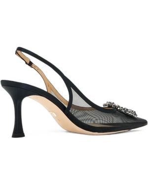Badgley Mischka Yuta Crystal-Embellished Mesh Court Shoes - Black