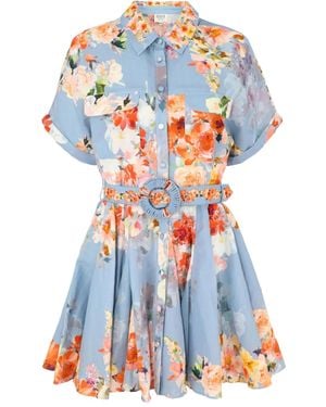 Hemant & Nandita Robe En Lin Mélangé - Bleu
