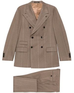 Gabriele Pasini Double-Breasted Pinstriped Suit - Brown