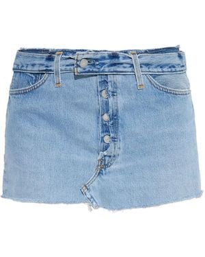 RE/DONE Button-Fastening Frayed Denim Skirt - Blue