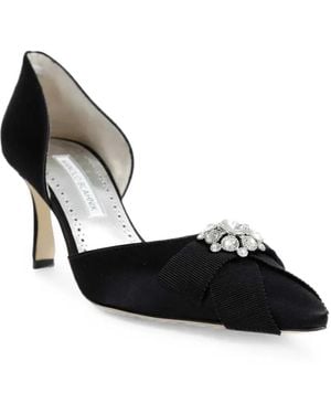 Manolo Blahnik Apidosa Crystal-Embellished Heeled Pumps - Black