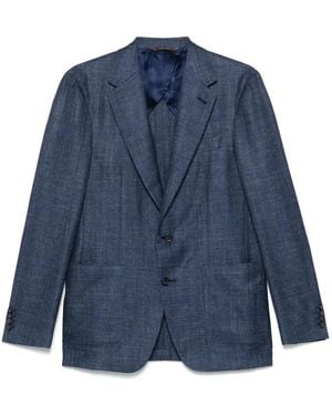 Canali Mélange-Effect Blazer - Blue