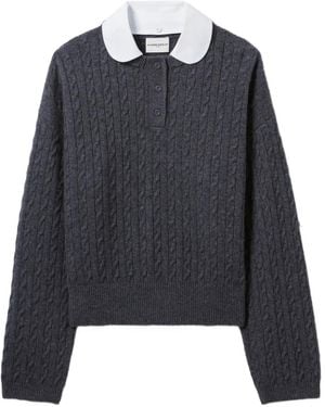 Claudie Pierlot Cable-Knit Polo-Neck Jumper - Black