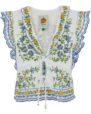 FARM Rio Emily Floral Tapestry Blouse - Blue