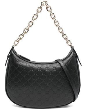 Gucci Gg-Pattern Chain-Strap Bag - Black