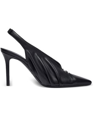 Courreges Draped Faux Leather Slingbacks - Black