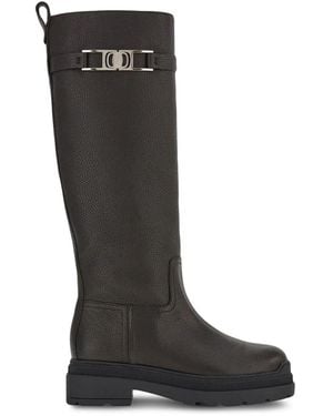 Ferragamo Vara-Chain Detail Boots - Black
