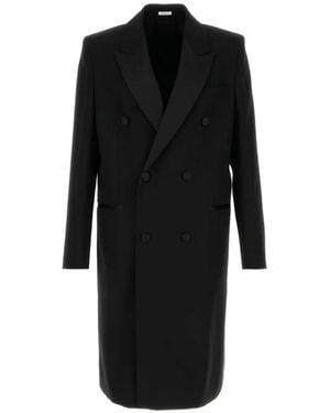 McQueen Wool Double-Breasted Coat - Black