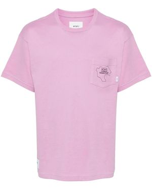 WTAPS Embroidered-Logo T-Shirt - Pink