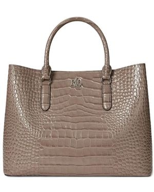 Ralph Lauren Embossed-Leather Tote Bag - Brown