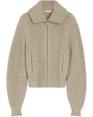 Lemaire Ribbed High-Neck Zip Cardigan - Natural