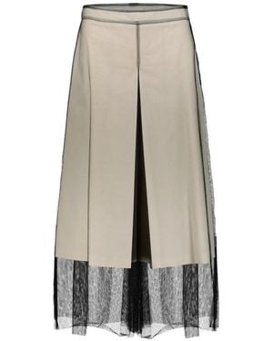 Maison Margiela Tulle-Overlay Pleated Skirt - Natural