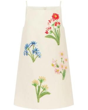 LEO LIN Vestido Leia Con Aplique Wildflower - Blanco