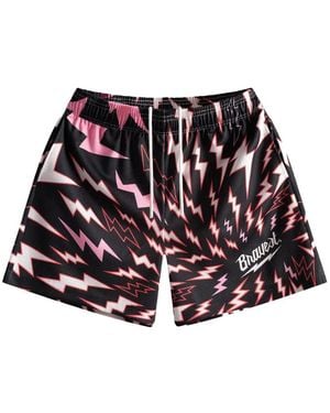 Bravest Studios Lightning-Print Mesh Track Shorts - White