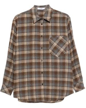 ELEH Checked Chest-Pocket Shirt - Brown