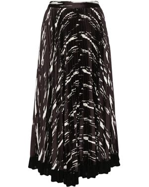 3.1 Phillip Lim Gonna Abstract Wood Grain Plissettata - Nero