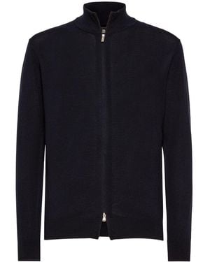 BOGGI Merino-Wool Zip Cardigan - Blue