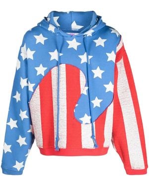 ERL Sudadera con bandera estampada - Azul