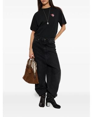 Maison Margiela Floral-Print T-Shirt - Black