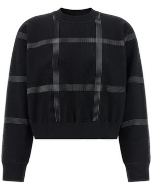 Pleats Please Issey Miyake Crossing Knit Chequered Jumper - Black