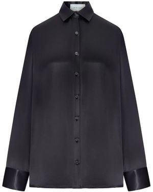 THE NINA STUDIO Cut-Out Silk Shirt - Blue