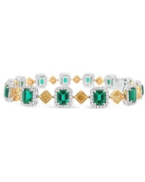HYT Jewelry Emerald And Diamond Tennis Bracelet - White