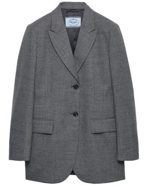 Prada Single-Breasted Mélange Hopsack Jacket - Grey