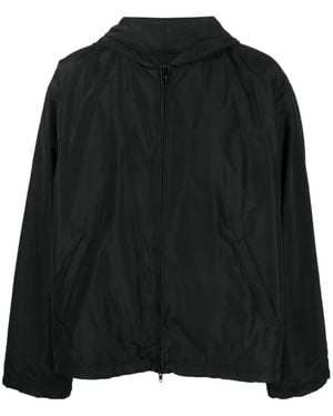 Balenciaga Logo-Print Hooded Jacket - Black