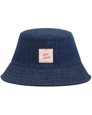 Ami Paris Topstitchings Denim Hat - Blue