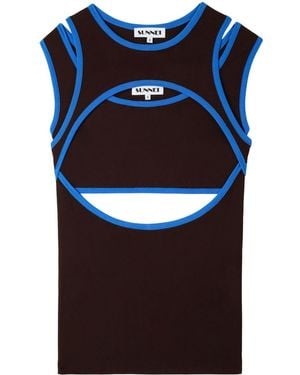 Sunnei Contrast-Trim Tank Top - Blue