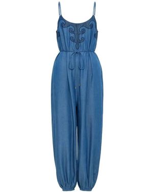 Carolina K Embroidered Appliqué Jumpsuit - Blue