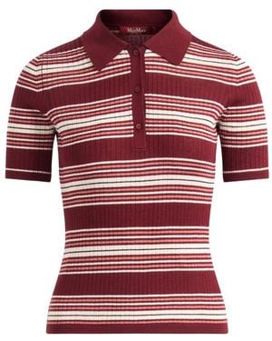 Max Mara Striped Ribbed-Knit Top - Red