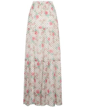 Philosophy Di Lorenzo Serafini Floral-Print Polka Dot Pattern Maxi Skirt - White