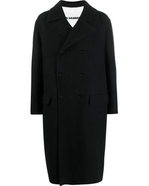 Jil Sander Double-Breasted Long Coat - Black