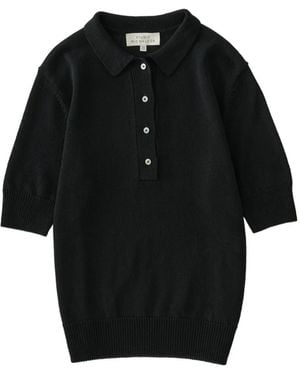 Studio Nicholson Tolsa Collar Knit Polo Top - Black