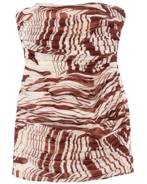 Raquel Diniz Ambra Abstract-Print Mini Dress - Brown